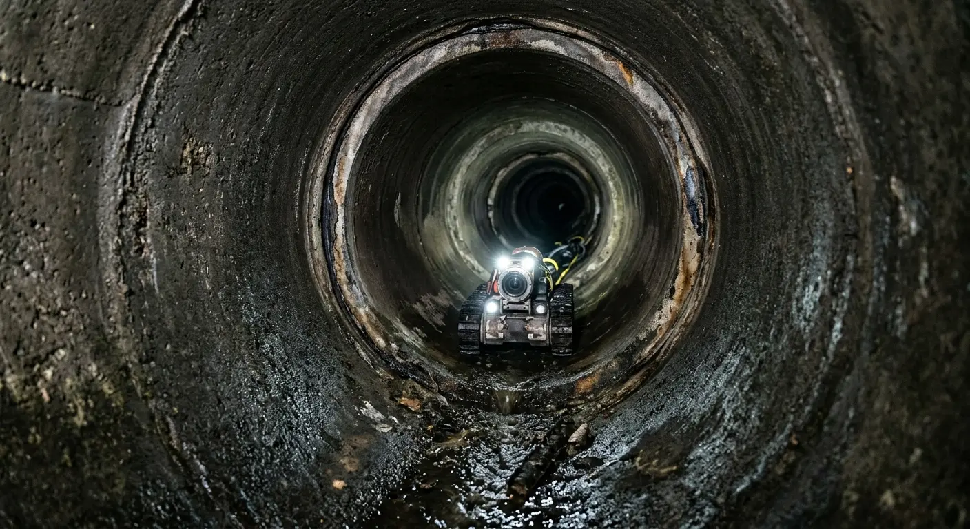 Robotic sewer camera inspecting pipe interior for Drain Snake Service in Kaneohe